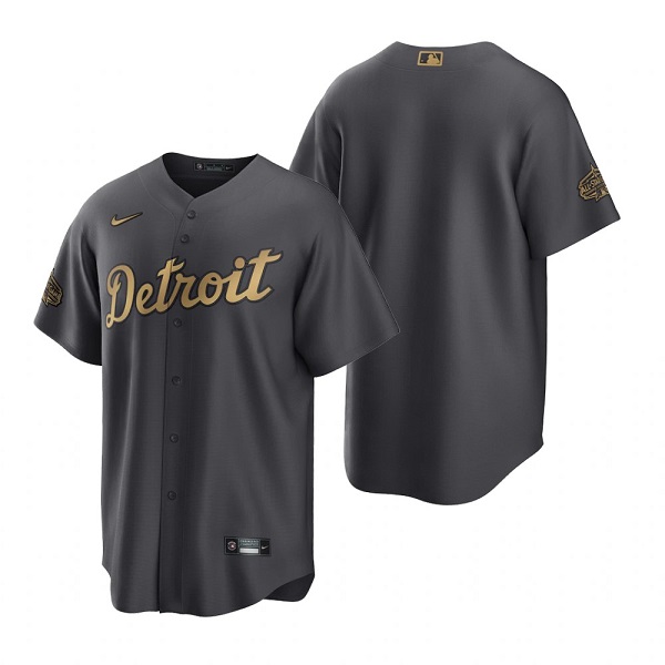 Men's Detroit Tigers Blank 2022 All-star Charcoal Cool Base Stitched Jersey